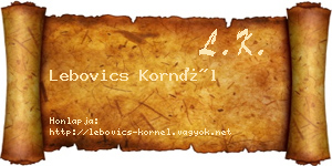 Lebovics Kornél névjegykártya